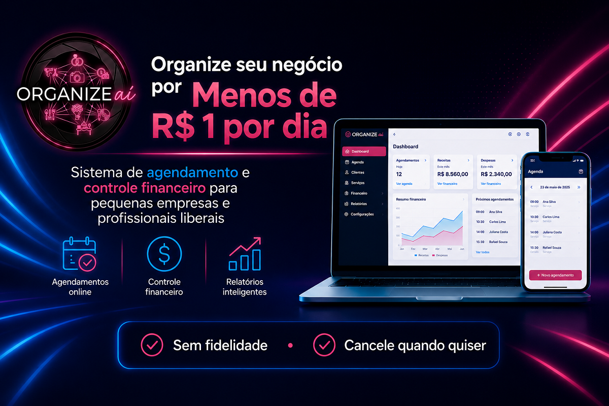 Organize aí — Sistema de agendamento e financeiro